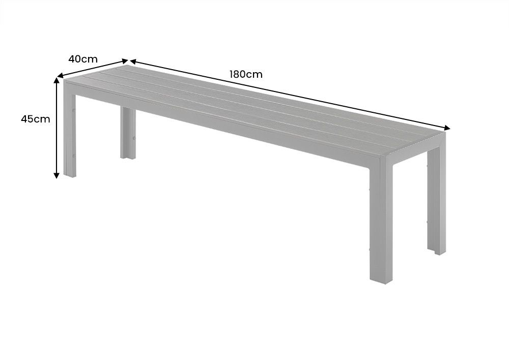 Moderne Gartenbank DESIGNO 180cm anthrazit schwarz Aluminium wetterfest Outdoor Sitzbank