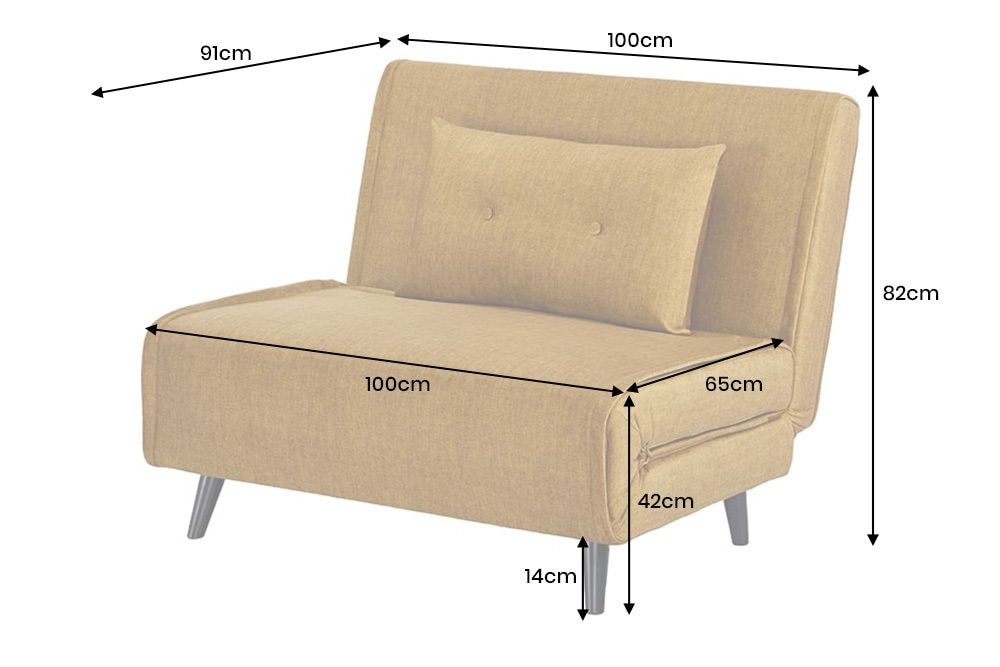 Schlafsessel SMART MULTIFUNCTION 100cm senfgelb Vogue Seiden Samtstoff