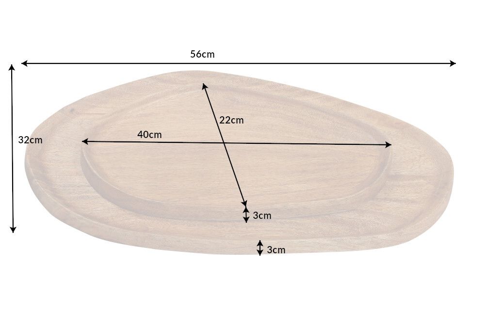 Massives Tablett 2er Set AMAZONAS 56cm Mangoholz handgearbeitet