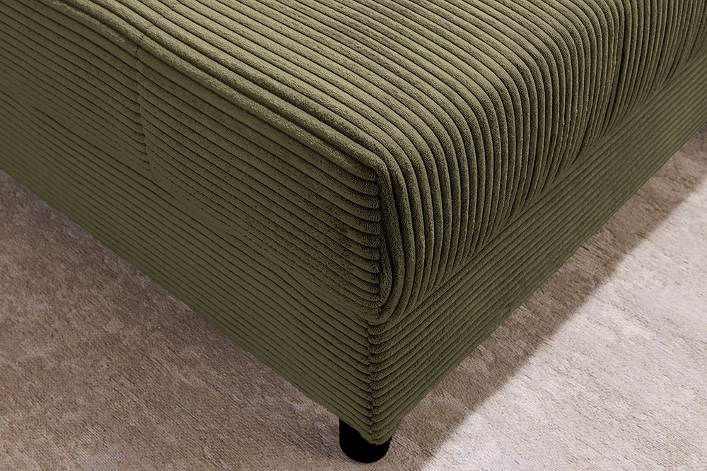 Moderne XXL Wohnlandschaft KENT 305cm grün Cord Bigsofa inkl. Hocker Federkern