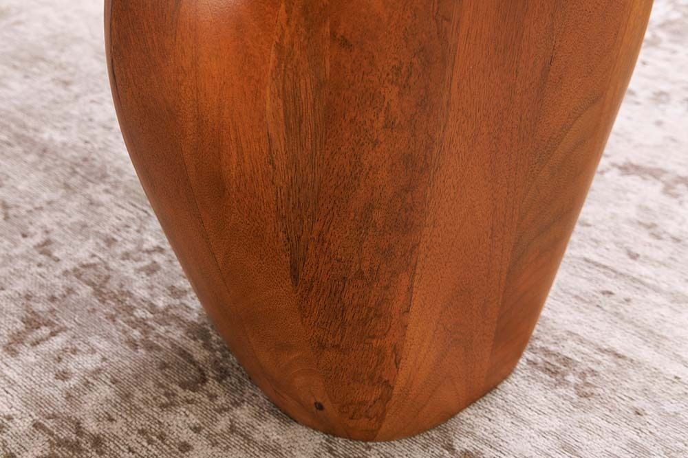 Massiver Beistelltisch ORGANIC 50cm braun Mangoholz oval Säulenfuß