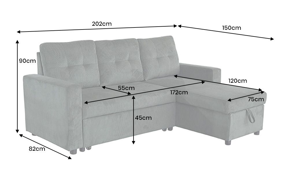 Ecksofa mit Schlaffunktion APARTMENT beidseitig aufbaubar grün Cord inkl. Stauraum