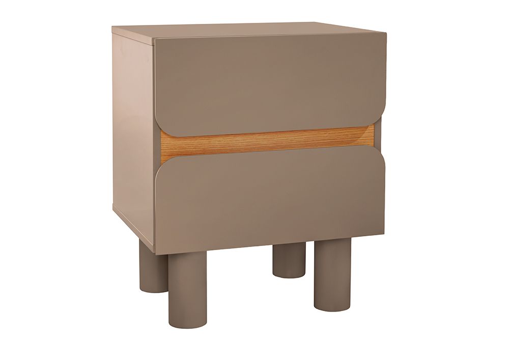 Design Nachtschrank COSMO 60cm greige Eiche zwei Schubladen