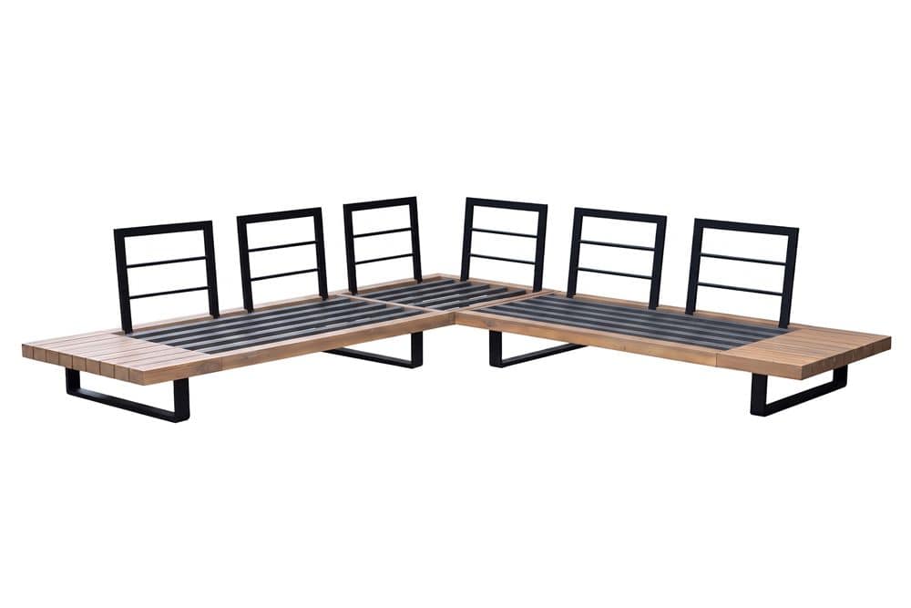 Wetterfestes Gartenlounge Set ST. BARTH 255cm grau natur Akazie Sitzecke inkl. Tisch und Kissen