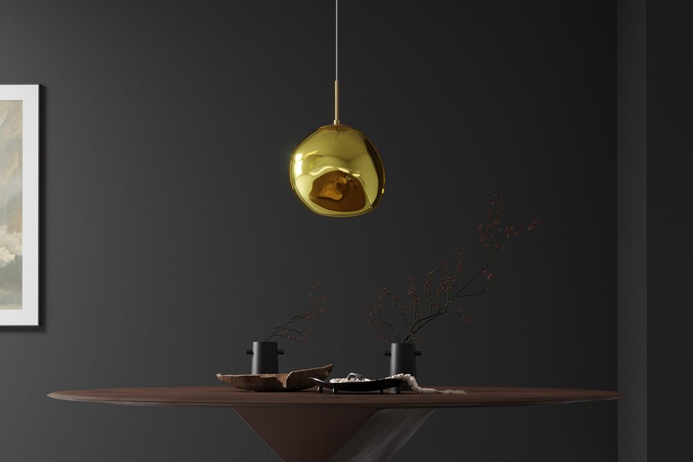 Runde Hängelampe LIQUID DIAMOND 20cm gold Glas Stahl Kugelleuchte