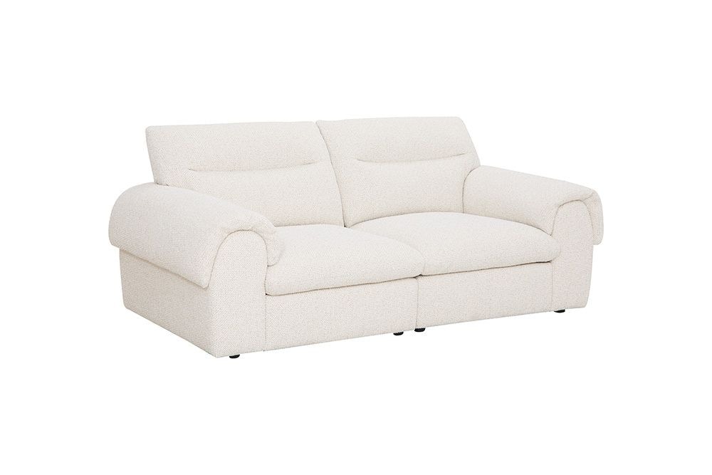 3-Sitzer Sofa SIXTH SENSE 210cm beige Bouclé-Strickstoff mit Nosagfederung und Daunenfedern
