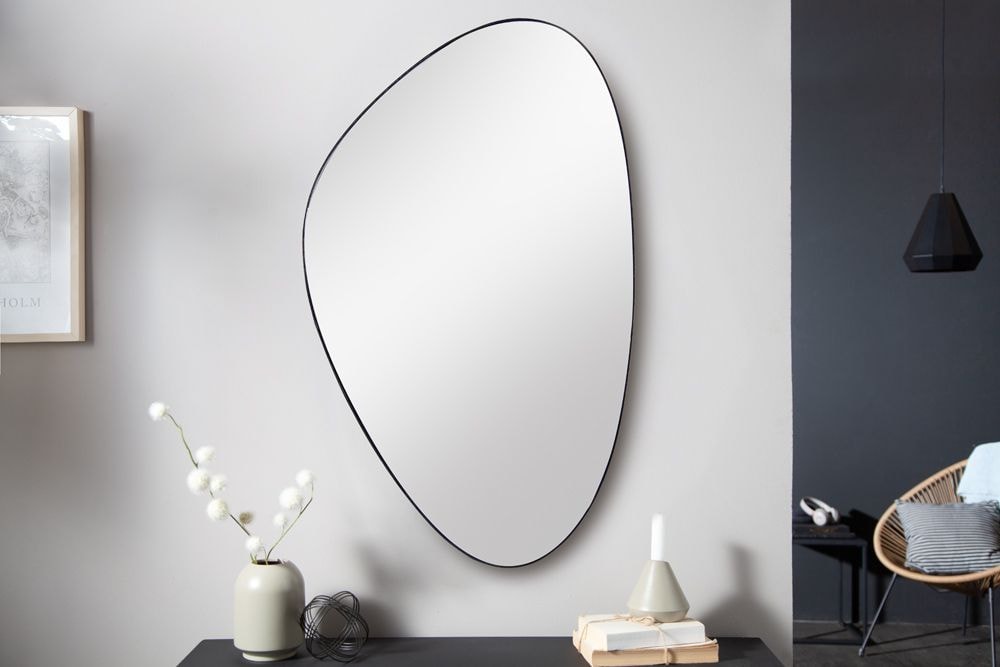 Moderner Wandspiegel NOEMI 90cm schwarz asymmetrisches Design