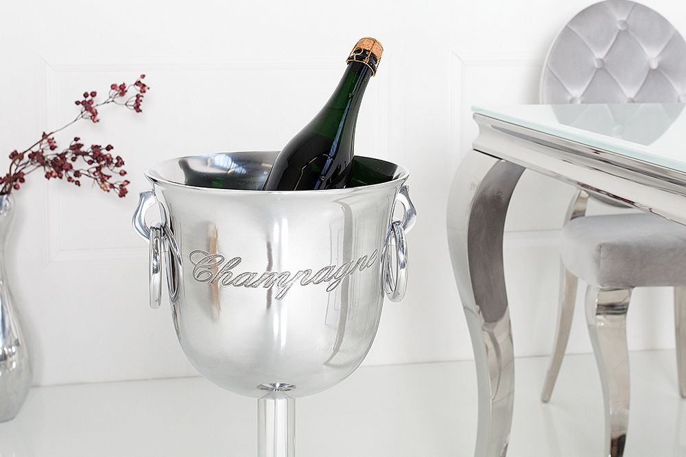 Eleganter Sektkühler CHAMPAGNE 75cm silber poliert Flaschenkühler