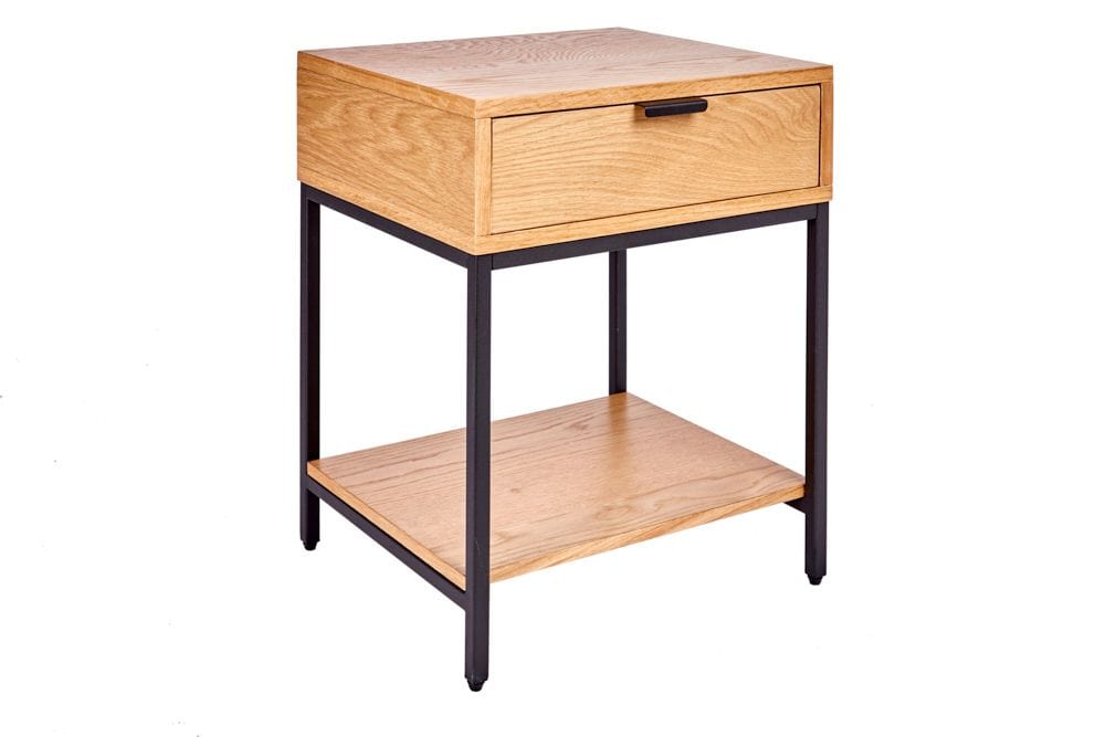 Industrial Nachttisch ELEMENTS 40cm Eiche Beistelltisch mit Schublade