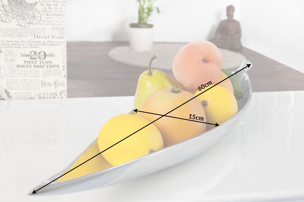 Handgearbeitete Deko Schale SILVER LEAF 60cm silber Aluminium