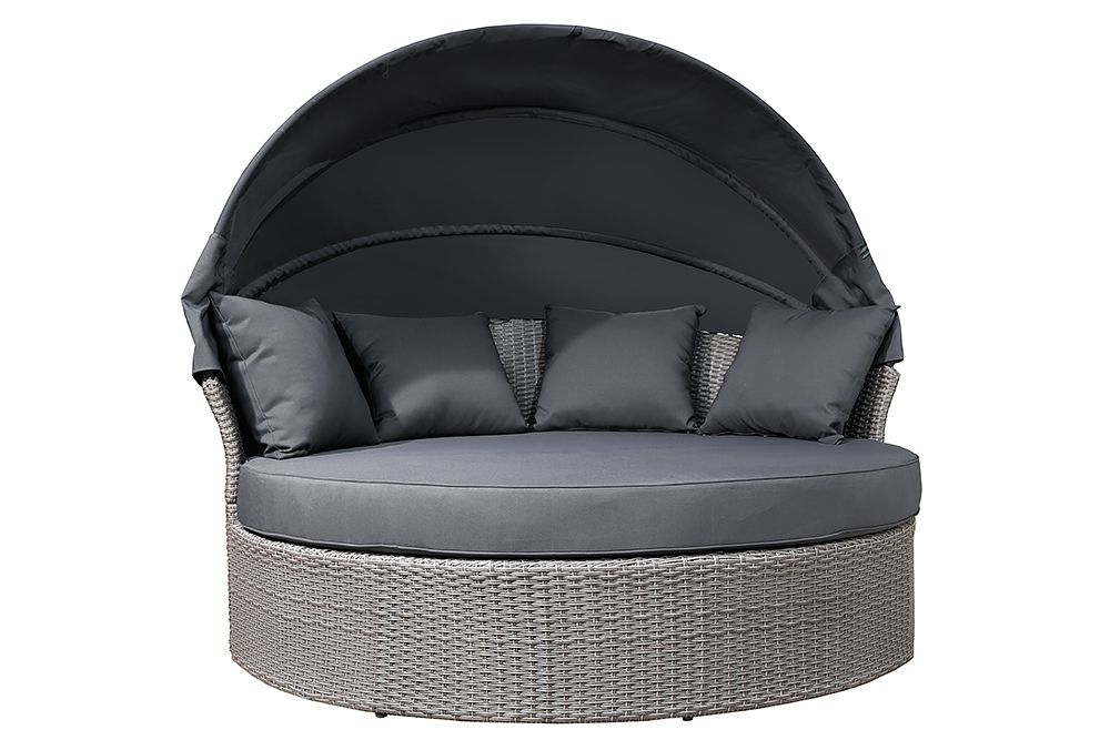 Outdoor Sonneninsel PLAYA LIVING 165cm grau Polyrattan Aluminium inkl. Kissen wetterfest