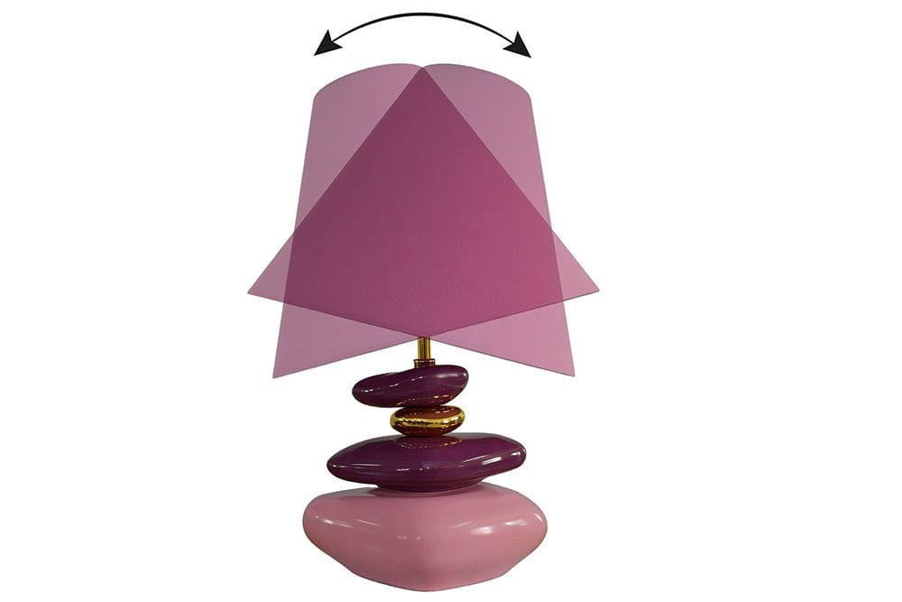 Dekorative Tischlampe STONES OF ECSTASY 60cm pink rosa gold mit Stoffschirm rund