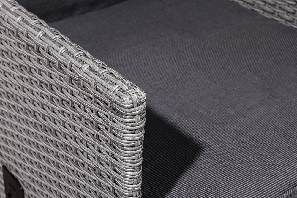 Outdoor Gartenstuhl SYLT grau Polyrattan Hochlehner mit Armlehne verstellbar wetterfest