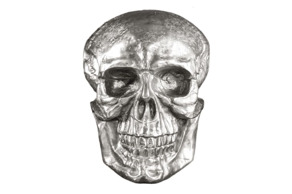 Exklusive Wandskulptur SKULL XXL 40cm silber Deko Totenkopf