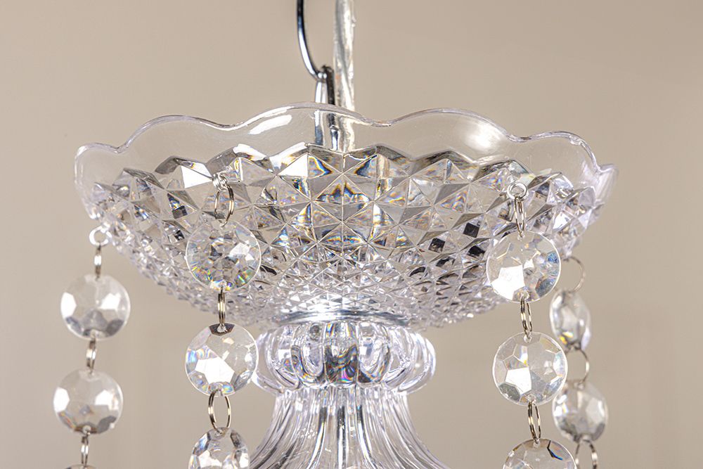 Design Kronleuchter CRYSTAL XL 80cm klar Acryl 15-armig Lüster schwarz mit Schirmen