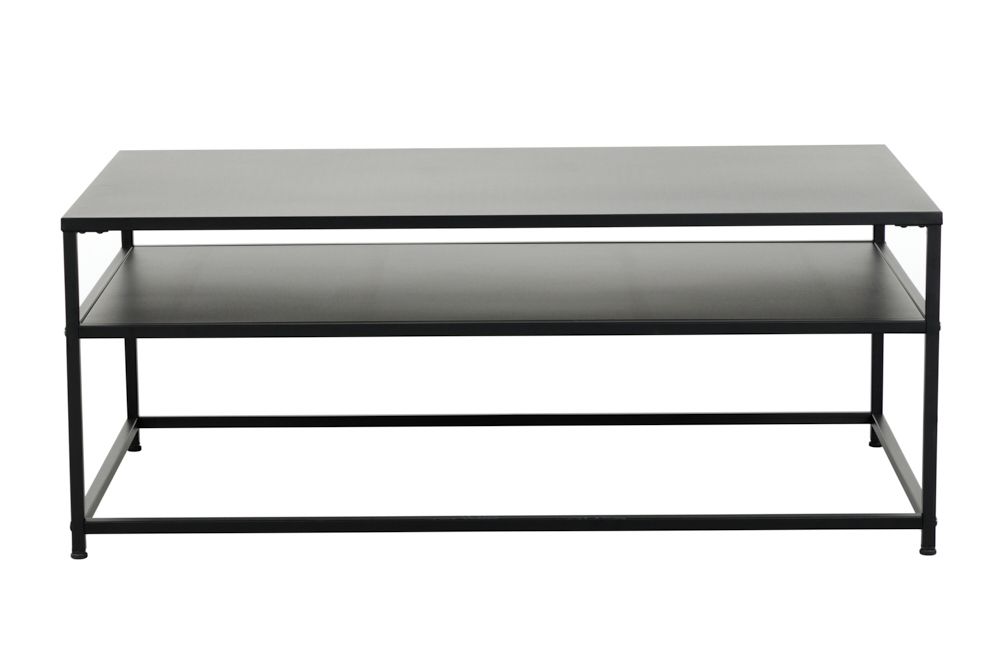 Moderner Couchtisch DURA STEEL 100cm schwarz Metall mit Ablagefach