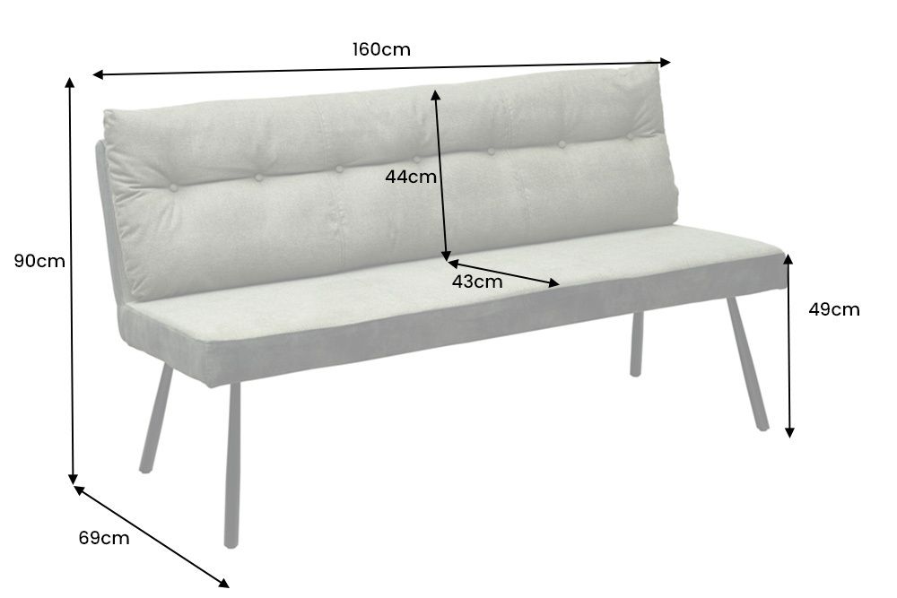 Gepolsterte Sitzbank BIG GEORGE 160cm grün Samt Strukturstoff Taschenfederkern schwarz
