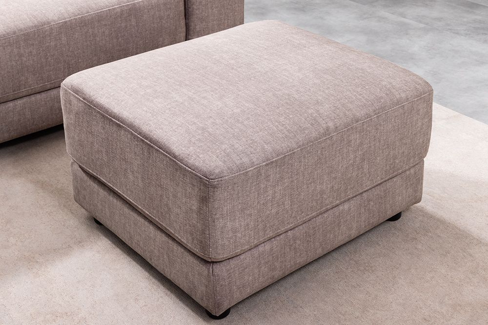 Moderner Hocker LOFT 75cm taupe Vogue Velours Samt Nosagfederung Taschenfederkern