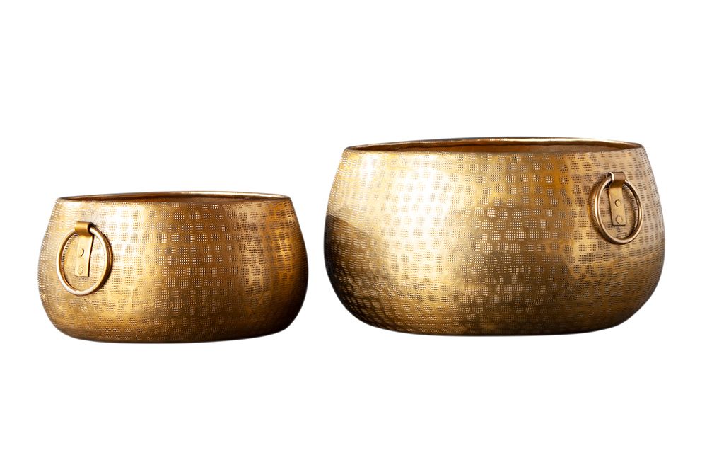 Handgefertigte Schalen 2er Set ORIENT gold Blumentopf im Hammerschlagdesign