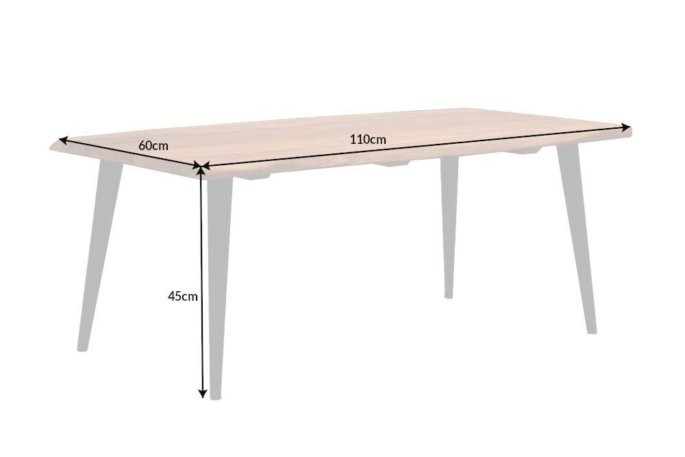 Massiver Couchtisch ORGANIC LIVING 110cm natur Akazienholz mit Baumkante
