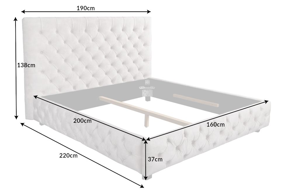 Design Doppelbett PARIS 160x200cm grau Samt Chesterfield Polsterbett