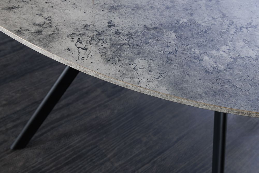 Runder Esstisch ATELIER 100cm grau Beton-Design schwarz Metall