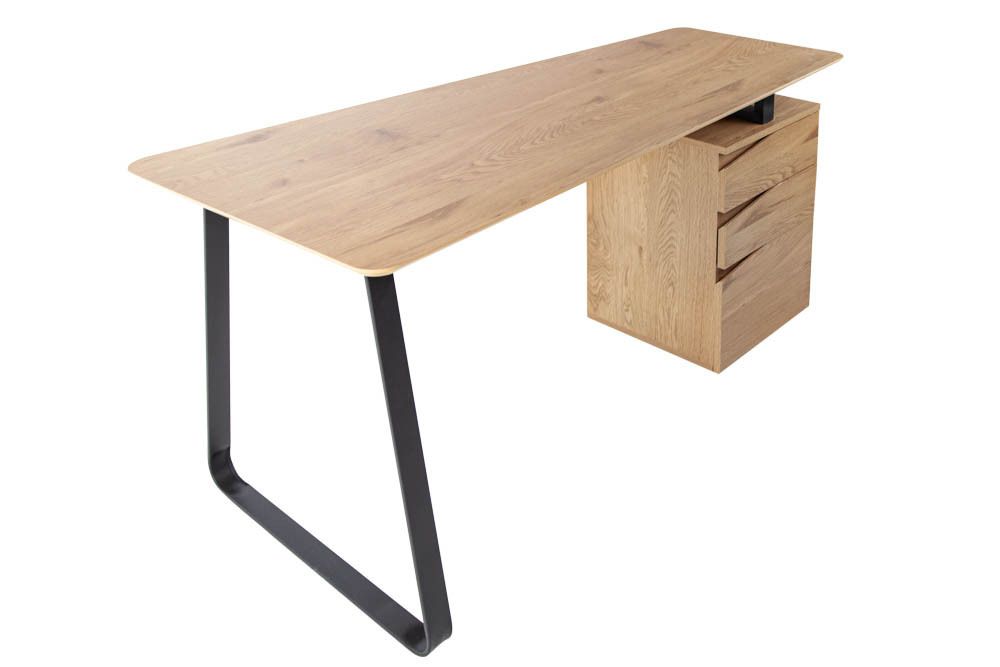 Industrial Schreibtisch STUDIO 160cm Eichenoptik mit 3 Schubladen