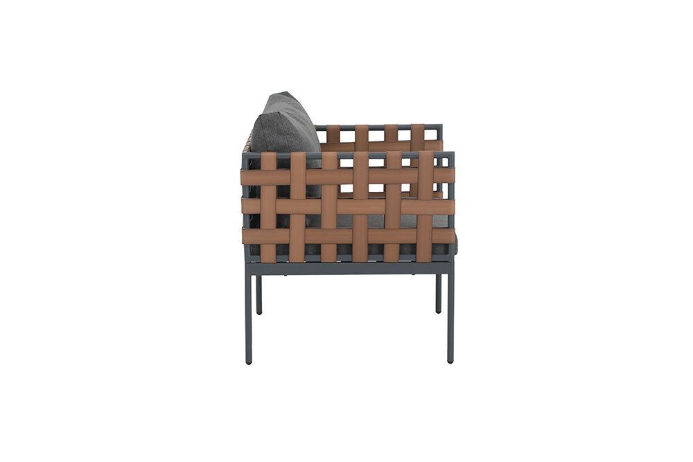 In- und Outdoor Lounge-Sessel UNIQUE 70cm schwarz braun grau Aluminium inkl. Kissen