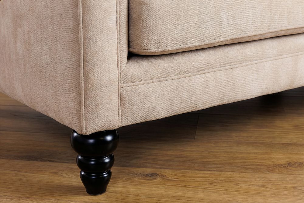 Schlafsofa MAISON BELLE AFFAIRE 220cm champagner beige Vogue Seiden Samtstoff 3-Sitzer