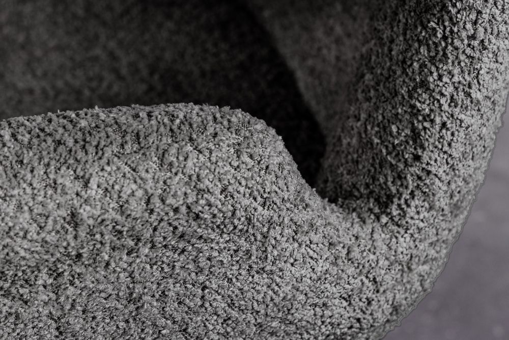 Drehbarer Design Stuhl BALTIC dunkelgrau Bouclé natur Eiche Massivholz mit Armlehne