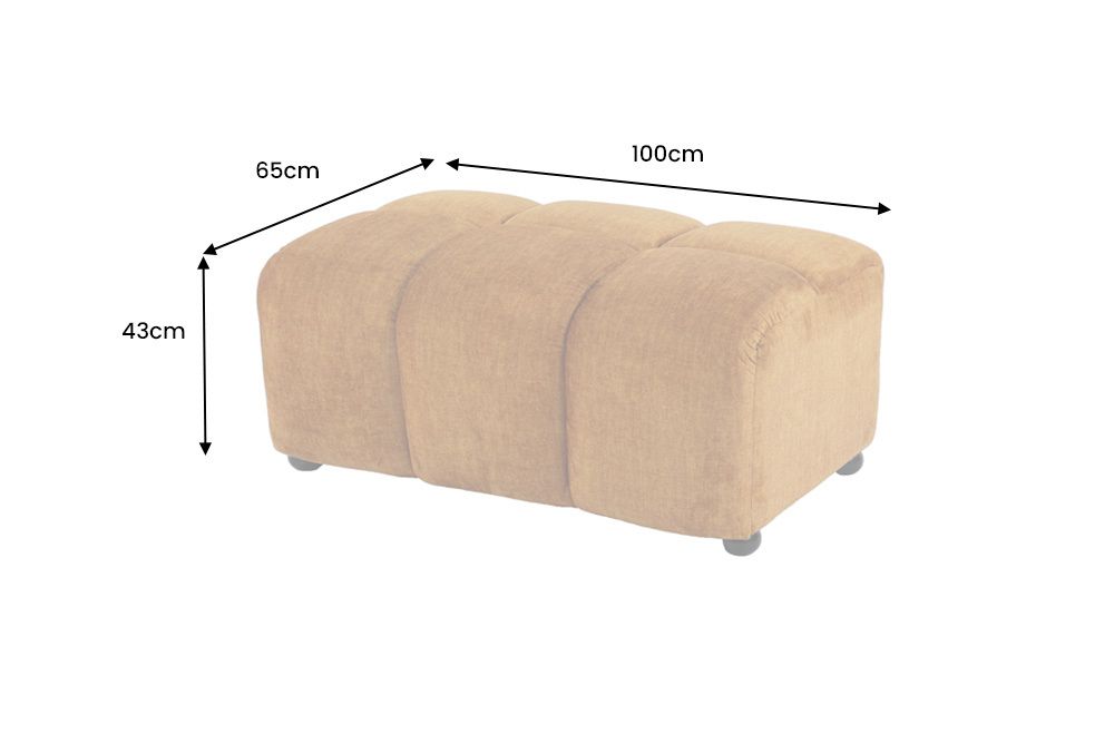 Moderner Hocker CLOUD 100cm senfgelb Vogue Samtstoff Federkern Fußhocker Sitzhocker