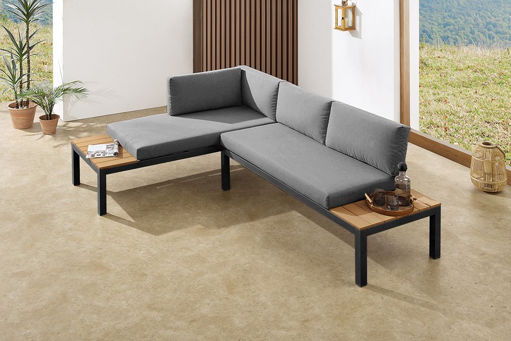 Modulare Garten Sitzgruppe ORLANDO LOUNGE 240cm anthrazit Aluminium wetterfest inkl. Kissen