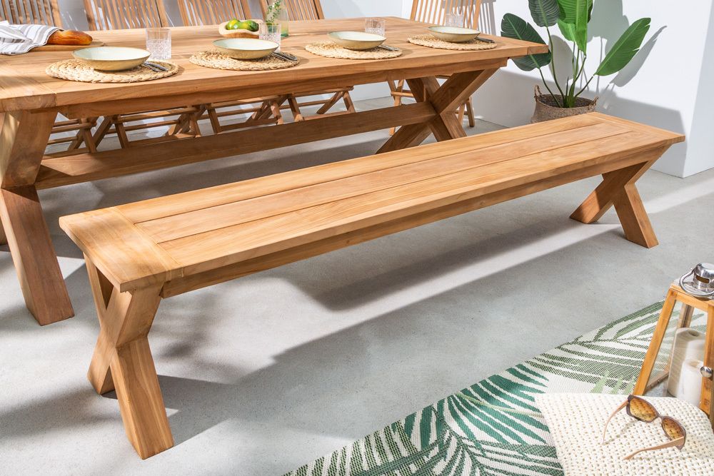 Massive Gartenbank EMPIRE TEAK 220cm Sitzbank Teakholz wetterfest