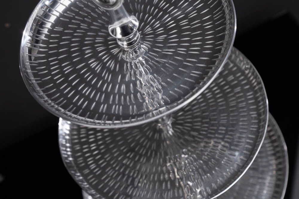 Elegante Etagere ORIENT 50cm silber im Rice Hammerschlag Design mit drei Etagen