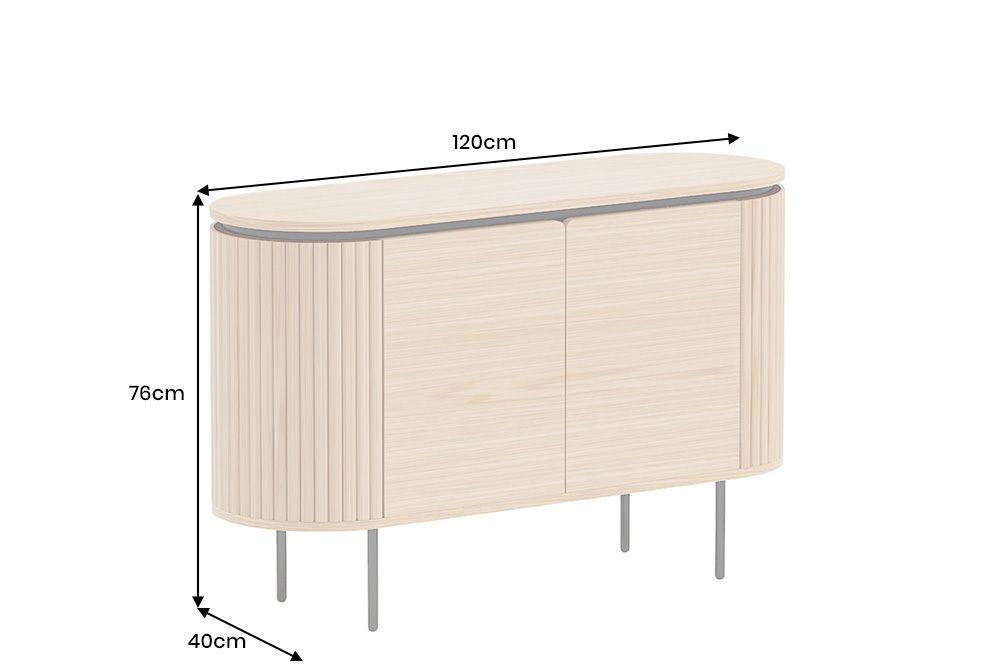 Modernes Sideboard ATELIER 120cm natur Eiche schwarz Metall vier Fächer