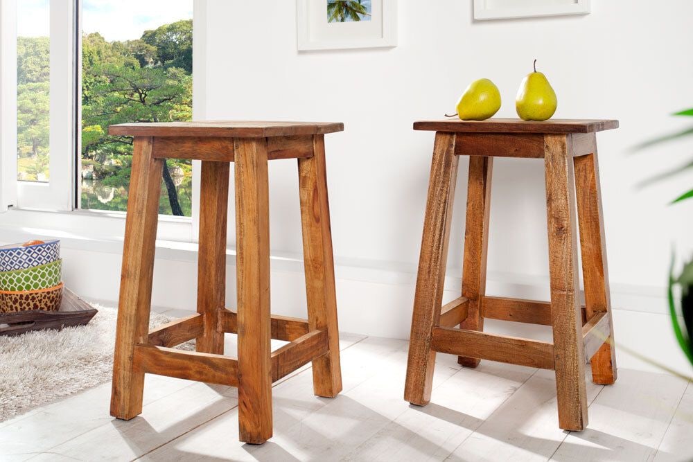 Massivholz Hocker JAKARTA 50cm recycelt Beistelltisch Sitzhocker