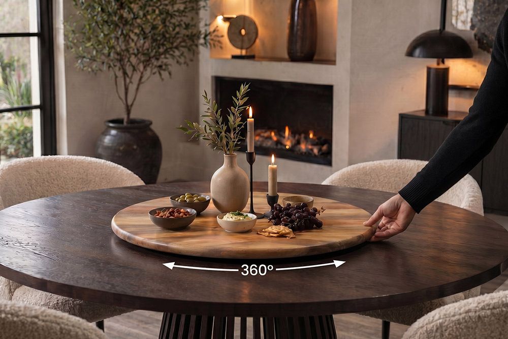 Massiver Drehteller SERVANT 60cm natur Mangoholz drehbare Servierplatte rund » Jetzt kaufen