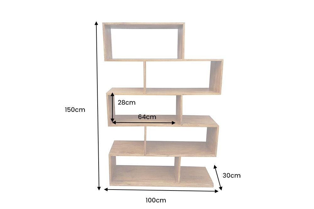 Massives Regal MAKASSAR XL 150cm braun Mangoholz honey finish Bücherregal