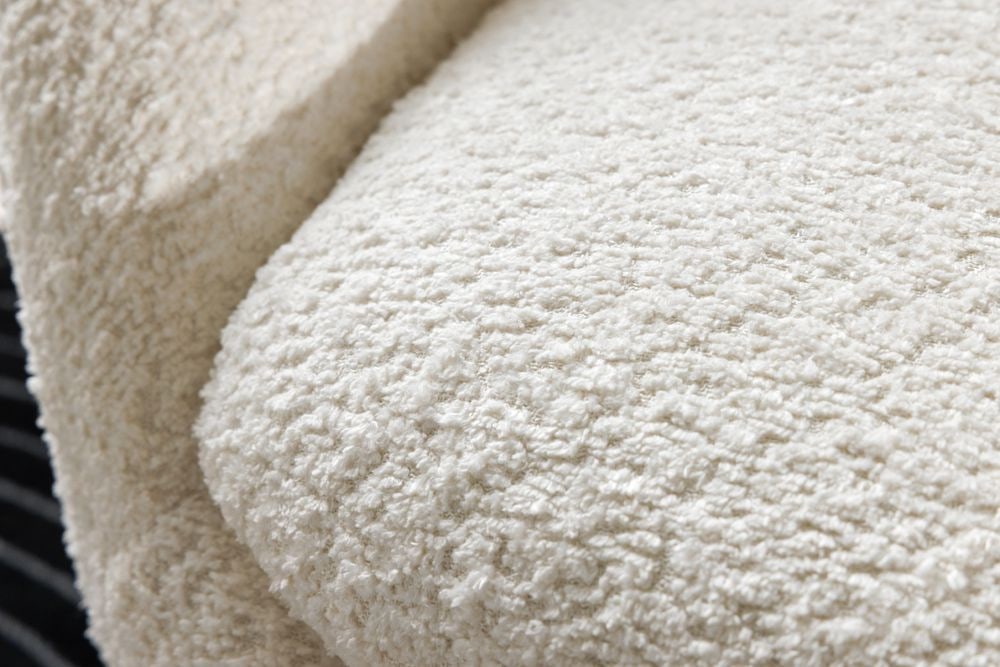 Drehbarer Design Sessel ALPINE beige Bouclé 360° mit Armlehnen