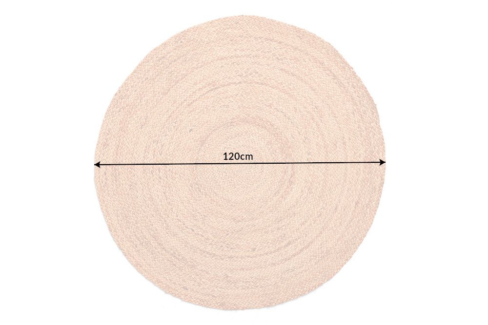 Runder Teppich PURE NATURE 120cm Jute handgewebt Flachgewebe
