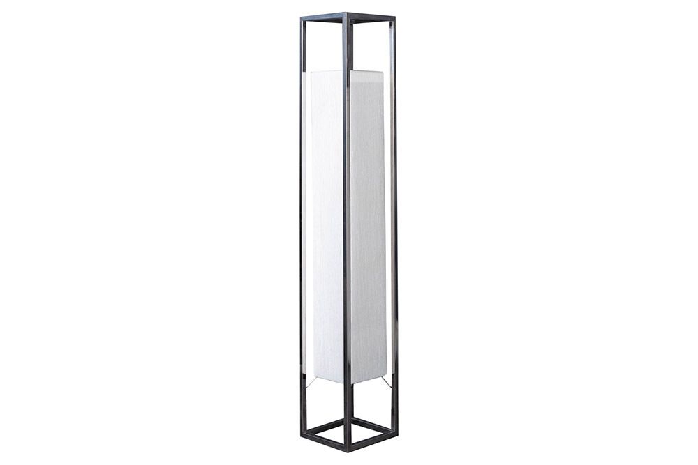 Moderne Stehlampe AGAPUNE 120cm weiß silber mit Papierschirm und Edelstahlgestell