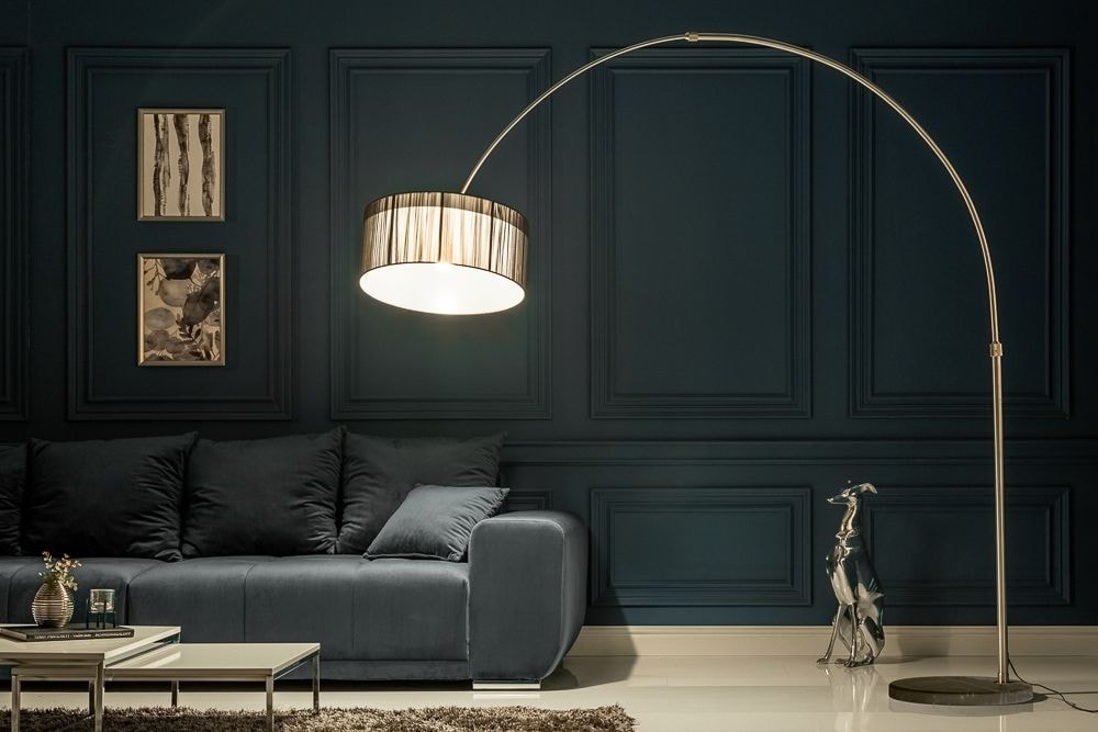 Design Bogenlampe EXTENSO 230cm schwarz Stehlampe mit Marmorfuß