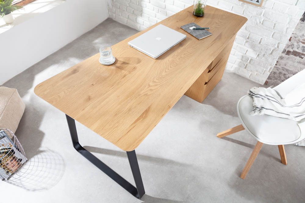 Industrial Schreibtisch STUDIO 160cm Eichenoptik mit 3 Schubladen