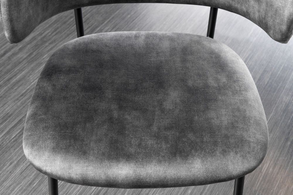 Design Stuhl VOGUE grau Samt schwarze Metallbeine