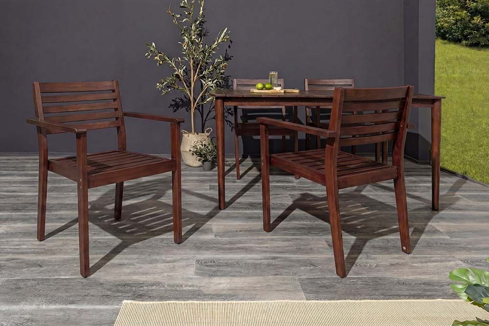 Outdoor Gartenstuhl KOPENHAGEN beige braun Akazie honey finish inkl. Kissen stapelbar