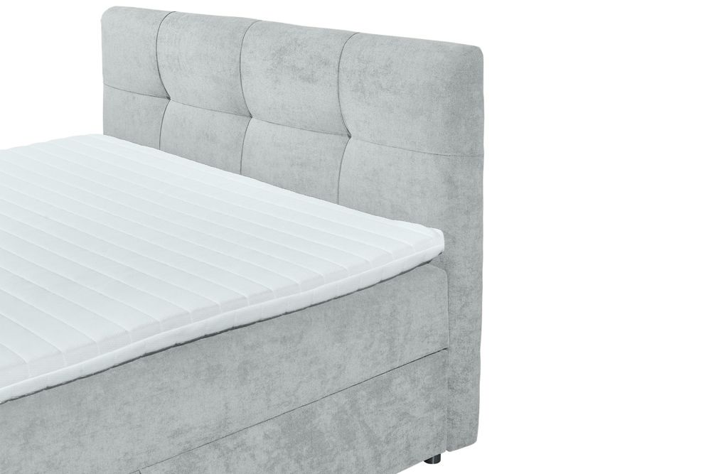 Modernes Boxspringbett TOULOUSE 160x200cm silbergrau inkl. Matratze Topper Stauraum