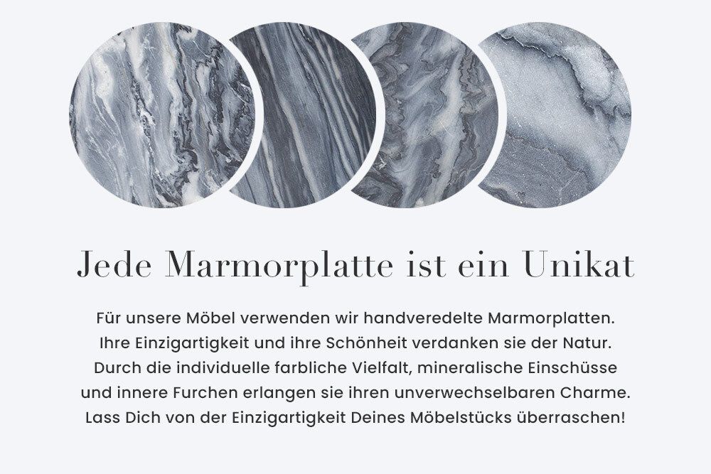 Design Beistelltisch DIAMOND 50cm grau Marmor schwarz Metall