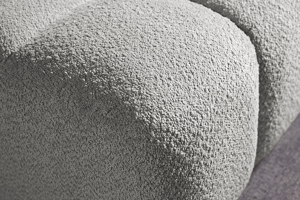 Moderner Hocker CLOUD 100cm grau Bouclé Federkern Fußhocker Sitzhocker