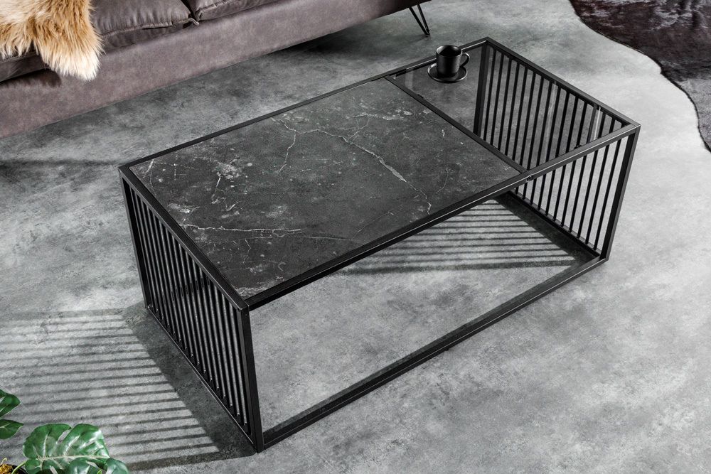 Design Couchtisch ARCHITECTURE 100cm graphit Rauchglas Metall