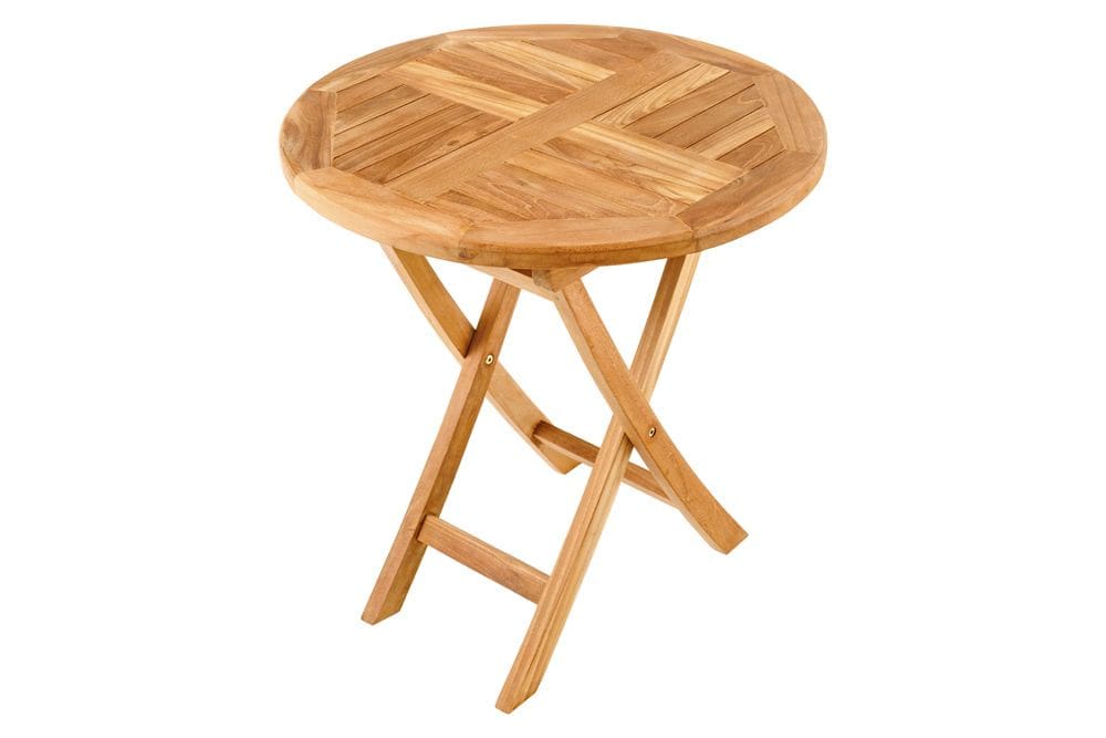 Massiver Gartentisch EMPIRE TEAK 70cm natur Teakholz rund klappbar Balkontisch Outdoor